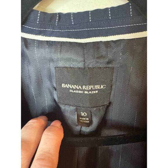Banana Republic Classic Fit navy pinstripe blazer Navy size 10 - Picture 3 of 5